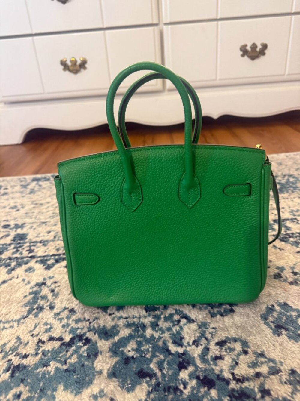 Ainifeel Green Leather Tote Bag - Picture 2 of 10